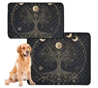 Lot de 2 tapis boueux pour chiens - Grand tapis de sol lavable et antidérapant pour animal domestique 61 x 91,4 cm + 91,4 x 106,7 cm - Impression d'art céleste