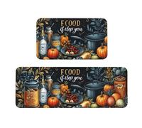 Lot de 2 Tapis Cuisine Antidérapant et Confortable,Tapis de Cuisine devant évier,Absorbant et Lavable Machine Anti-fatigue pour Couloir,Salle à Manger Alimentation et boissons(43x75cm+43x120cm) J-2563