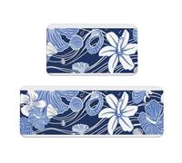 Lot de 2 Tapis Cuisine Tapis Antidérapant en Caoutchouc Lavable Absorbe l'eau et l'huile Tapis de Sol de Cuisine pour Buanderie, Couloir, Salle à Manger et Entrée (Coquille) 45x75cm+45x150cm kr-1166
