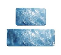 Lot de 2 Tapis Cuisine Tapis Antidérapant en Caoutchouc Lavable Absorbe l'eau et l'huile Tapis de Sol de Cuisine pour Buanderie, Couloir, Salle à Manger et Entrée (Glace) 50x80cm+50x120cm kr-6676