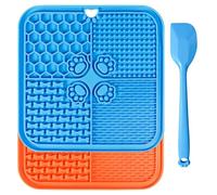 Lot de 2 tapis d'alimentation pour chiens et chats, 20 cm, tapis d'alimentation lente avec 47 ventouses, jouet enrichissant pour soulager l'anxiété pour le bain et le toilettage (bleu et orange)