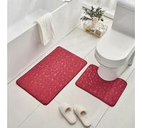 Lot de 2 tapis de bain antidérapants en mousse à mémoire de forme, tapis WC en U à séchage rapide, motif pierre douce en relief, 40x50 cm
