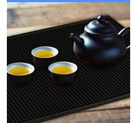 Lot de 2 Tapis de Bar en PVC Imperméable et Isolant Thermique, Noir, pour la Protection Contre Les Déversements de Comptoir, 17,7 X 11,8 X 0,4 Pouces, Idéal pour Les Familles et Les
