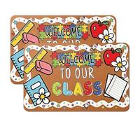 Lot de 2 tapis de bienvenue pour salle de classe, tapis doux et antidérapant pour enseignants, décoration de salle de corations de rentrée scolaire pour la maternelle primaire à la maison
