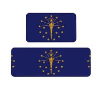 Lot de 2 tapis de coussin avec drapeau de l'État de l'Indiana - Une bonne aide pour se tenir debout dans la cuisine et antidérapant dans la salle de bain