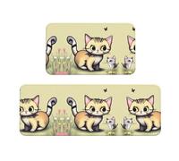 Lot de 2 tapis de coussin en forme de chat et de papillon - Une bonne aide pour se tenir debout dans la cuisine et antidérapant dans la salle de bain