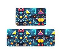 Lot de 2 tapis de cuisine à imprimé abstrait, science, chimie, tapis de cuisine pour sol, maison, bureau, évier, buanderie