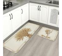 Lot de 2 tapis de cuisine à l'ail rustique, cuillère à herbes aromatiques, non beige, lavable, doux et épais, tapis de sol décoratif pour évier, buanderie, salle de bain, entrée