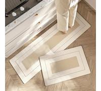Lot de 2 tapis de cuisine anti-fatigue modernes, rembourrés, antidérapants, lavables, imperméables et absorbants pour cuisine, bureau, buanderie, entrée (#1,45 x 75 cm + 45 x 150 cm)