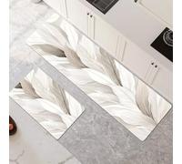 Lot de 2 Tapis de Cuisine Antidérapant et Lavable, Grand Tapis Cuisine Devant Evier Absorbe l'eau et l'huile, Rugs Séchage Rapide pour Cuisine Buanderie Entree Chambre Beige 100x160cm+100x300cm 6-500