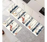 Lot de 2 Tapis de Cuisine Antidérapant et Lavable, Grand Tapis Cuisine Devant Evier Absorbe l'eau et l'huile, Rugs Séchage Rapide pour Cuisine Buanderie Entree Chambre Deer 100x160cm+100x300cm 6-932