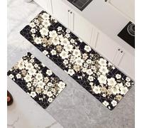 Lot de 2 Tapis de Cuisine Antidérapant et Lavable, Grand Tapis Cuisine Devant Evier Absorbe l'eau et l'huile, Rugs Séchage Rapide pour Cuisine Buanderie Entree Chambre Daisies 70x100cm+70x210cm 6-914