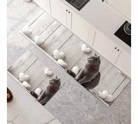 Lot de 2 Tapis de Cuisine Antidérapant et Lavable, Grand Tapis Cuisine Devant Evier Absorbe l'eau et l'huile, Rugs Séchage Rapide pour Cuisine, Buanderie, Entree, Chambre Cat 70x100cm+70x210cm 6-776