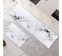 Lot de 2 Tapis de Cuisine Antidérapant et Lavable, Grand Tapis Cuisine Devant Evier Absorbe L'eau et L'huile Rugs Séchage Rapide pour Cuisine Buanderie Entree Chambre Marble 100x160cm+100x300cm 6-1079