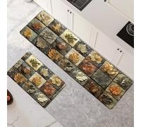 Lot de 2 Tapis de Cuisine Antidérapant et Lavable, Grand Tapis Cuisine Devant Evier Absorbe L'eau et L'huile, Rugs Séchage Rapide pour Cuisine Buanderie Entree Chambre Lattice 90x140cm+90x270cm 6-1100
