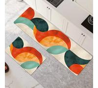 Lot de 2 Tapis de Cuisine Antidérapant et Lavable, Grand Tapis Cuisine Devant Evier Absorbe l'eau et l'huile, Rugs Séchage Rapide pour Cuisine Buanderie Entree Chambre Circle 70x100cm+70x210cm 6-830
