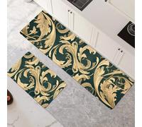 Lot de 2 Tapis de Cuisine Antidérapant et Lavable, Petit Tapis Cuisine Devant Evier Absorbe l'eau et l'huile, Rugs Séchage Rapide pour Cuisine, Buanderie, Entree, Chambre Dark 45x70cm+45x140cm 6-836