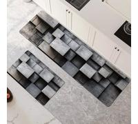 Lot de 2 Tapis de Cuisine Antidérapant et Lavable, Petit Tapis Cuisine Devant Evier Absorbe l'eau et l'huile, Rugs Séchage Rapide pour Cuisine Buanderie Entree Chambre Modern 50x80cm+50x150cm 6-1049