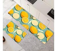 Lot de 2 Tapis de Cuisine Antidérapant et Lavable, Petit Tapis Cuisine Devant Evier Absorbe L'eau et L'huile, Rugs Séchage Rapide pour Cuisine Buanderie Entree Chambre Turquoise 40x60cm+40x120cm 6-440