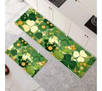 Lot de 2 Tapis de Cuisine Antidérapant et Lavable, Petit Tapis Cuisine Devant Evier Absorbe L'eau et L'huile, Rugs Séchage Rapide pour Cuisine Buanderie Entree Chambre Turquoise 50x80cm+50x150cm 6-425