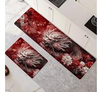 Lot de 2 Tapis de Cuisine Antidérapant et Lavable, Petit Tapis Cuisine Devant Evier Absorbe l'eau et l'huile, Rugs Séchage Rapide pour Cuisine Buanderie Entree Chambre Dragon 40x60cm+40x120cm 6-1046