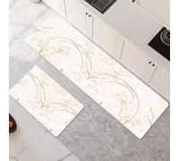 Lot de 2 Tapis de Cuisine Antidérapant et Lavable, Petit Tapis Cuisine Devant Evier Absorbe l'eau et l'huile, Rugs Séchage Rapide pour Cuisine Buanderie Entree Chambre Abstract 45x70cm+45x140cm 6-509