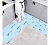 Lot de 2 Tapis de Cuisine Antidérapants 50×80cm+50×160cm, Absorbants Tapis de Sol Cuisine Lavables avec Joli Nœud Décoratifs et Dessin Animé Illustration, pour Couloir, Salle à Manger, Entrée