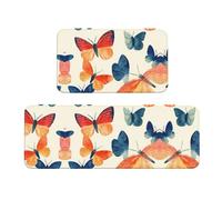 Lot de 2 tapis de cuisine antidérapants à l'encre à l'eau, motif ombres volantes, convient pour la cuisine, la buanderie et l'entrée