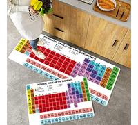 Lot de 2 Tapis de Cuisine antidérapants, Absorbe l'eau et l'huile, Résistant à la poussière Tapis de Cuisine,Tableau périodique, chimie de la science ,Tapis de Sol pour l'intérieur,40x60 cm+40x100 cm