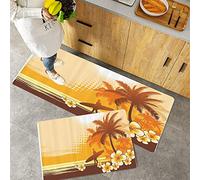 Lot de 2 Tapis de Cuisine antidérapants, Absorbe l'eau et l'huile, Résistant à la poussière Tapis de Cuisine,Ensemble de surf, Silhouette d’un surfeur,Tapis de Sol pour l'intérieur,40x60 cm+40x100 cm
