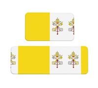 Lot de 2 tapis de cuisine antidérapants avec imprimé drapeau du Vatican pour cuisine, buanderie et entrée