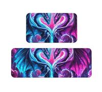 Lot de 2 tapis de cuisine antidérapants en bois avec motif double dragon, tapis de sol anti-fatigue pour la maison et le bureau