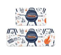 Lot de 2 tapis de cuisine antidérapants en bois pour gril et feu de cuisine, tapis de sol anti-fatigue, tapis long pour la maison et le bureau