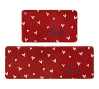 Lot de 2 tapis de cuisine antidérapants en caoutchouc pour la Saint-Valentin, anniversaire de mariage, intérieur et extérieur, 43,2 x 73,2 cm et 43,2 x 119,4 cm