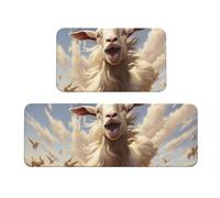 Lot de 2 tapis de cuisine antidérapants en forme de chèvre pour cuisine, sol, bureau