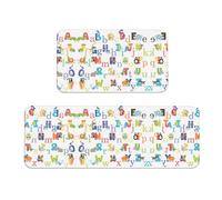 Lot de 2 tapis de cuisine antidérapants en forme de lettres de l'alphabet pour cuisine, bar, bureau