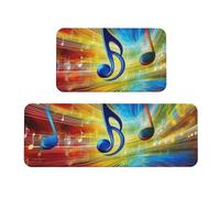 Lot de 2 tapis de cuisine antidérapants en polyester avec éclairage musical, tapis de sol anti-fatigue pour la maison et le bureau
