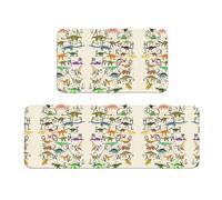 Lot de 2 tapis de cuisine antidérapants et élégants avec lettres de l'alphabet avec dinosaures pour cuisine, bar, bureau