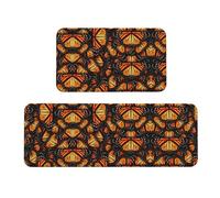 Lot de 2 tapis de cuisine antidérapants et ergonomiques pour cuisine, bar, bureau Orange Monarch Butterflies