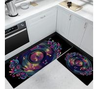 Lot de 2 Tapis de Cuisine Antidérapants et Lavables, Anti-fatigue, Ensemble de Tapis Technologies Du Futur pour Décoration de la Maison, Bureau Debout (Archives Éclats De Verre, 50x80cm+50x150cm )