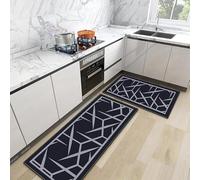 Lot de 2 tapis de cuisine antidérapants modernes en PVC imperméable, anti-fatigue, rembourré, anti-huile, facile à nettoyer, durable, doux pour cuisine, évier, buanderie, entrée (02,50 x 80 + 50 x 180