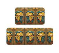 Lot de 2 tapis de cuisine antidérapants Motif carte du monde abstrait pour bar, bureau, buanderie