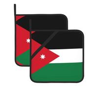 Lot de 2 tapis de cuisine carrés résistants à la chaleur Motif drapeau jordanien
