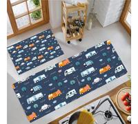 Lot de 2 Tapis de Cuisine Convoi Secours, Lavable en Machine | Tapis Cuisine Devant Evier Camions Pompiers Ambulances Antidérapante, Absorbante, Résistante à la Tache pour Couloir, Salle à Manger