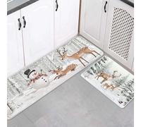 Lot de 2 tapis de cuisine de Noël et tapis de sol d'hiver pour décoration de sol 063497
