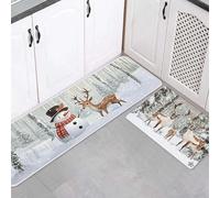 Lot de 2 tapis de cuisine de Noël et tapis de sol d'hiver pour décoration de sol 063497