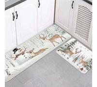 Lot de 2 tapis de cuisine de Noël et tapis de sol d'hiver pour décoration de sol 063497