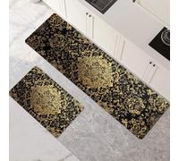 Lot de 2 Tapis de Cuisine Devant Evier Séchage Rapide Tapis Cuisine Antidérapants Lavable Absorbant Rug pour Couloir Salle à Manger Buanderie Chambre Salle de Bain Classic 120x180cm+120x360cm 1-927