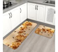 Lot de 2 tapis de cuisine en nid d'abeille pour sol, style vintage artistique, doux, rembourré, lavable, antidérapant pour cuisine, évier, buanderie, salle de bain