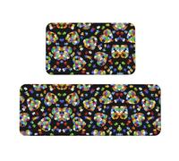 Lot de 2 tapis de cuisine larges pour la sensibilisation à l'autisme - Motif cœur - Tapis de sol de cuisine confortable